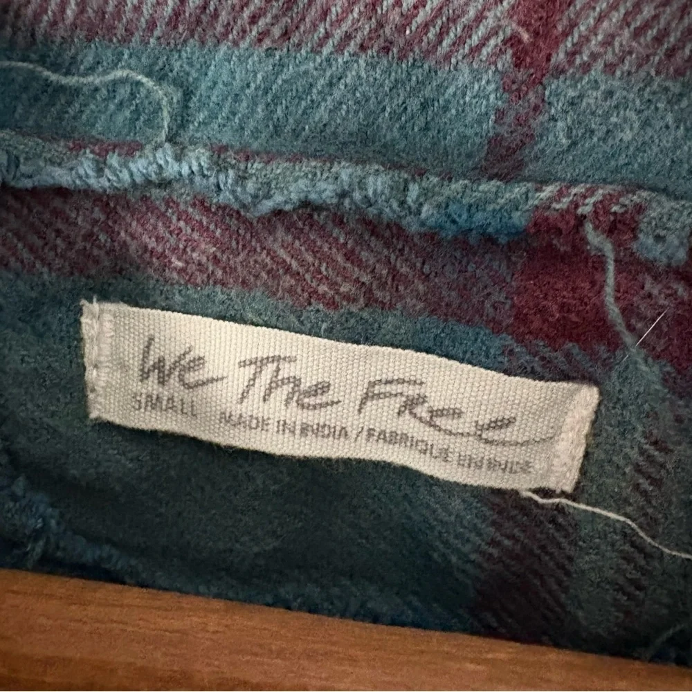 We The Free People Green Plaid Oversized Babydoll Button Up Shirt Shacket Boho - Picture 15 of 15